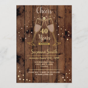 Champagne Cheers To 40 Years Birthday Any Age 50th Invitation