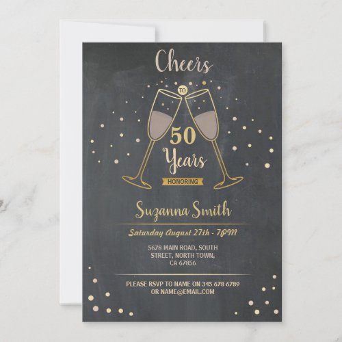 Champagne Cheers To 50 Years Birthday Any Age 40th Invitation