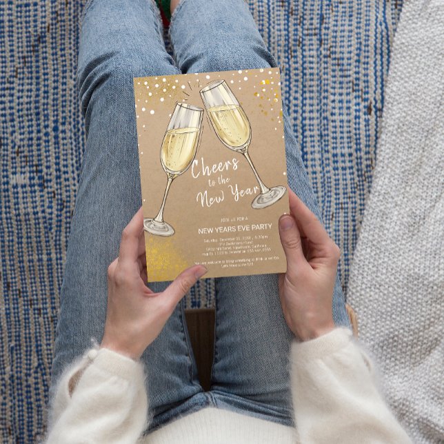 Champagne Cheers to the New Year Party Invitation (Champagne Cheers to the New Year Party Invitation)