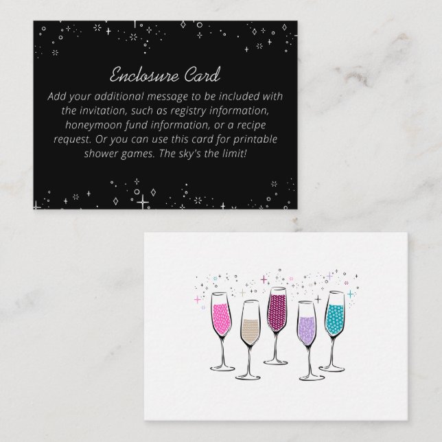 Champagne Chic Stylish Bridal Shower Enclosure Card (Front/Back)