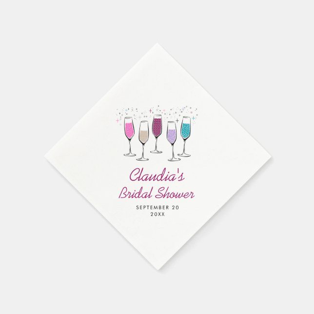 Champagne Chic Stylish Bridal Shower Napkins (Corner)