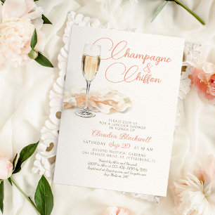 Champagne Chiffon Lingerie Shower Invitation