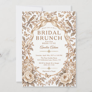 Champagne Chinoiserie Elegant Frame Bridal Brunch Invitation