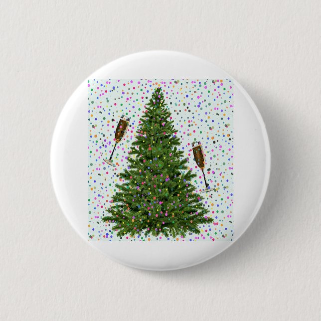 champagne christmas tree button (Front)