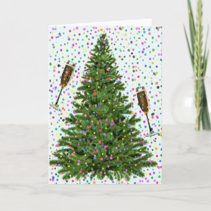 champagne christmas tree holiday card