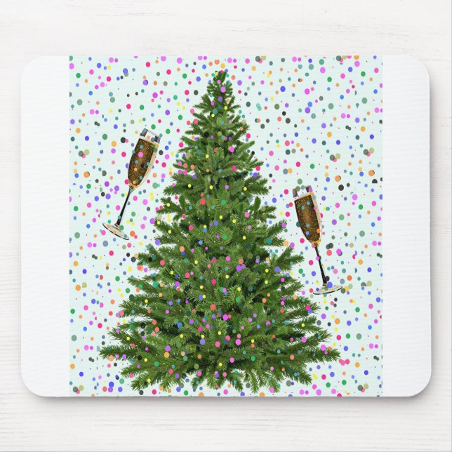 champagne christmas tree mouse pad (Front)