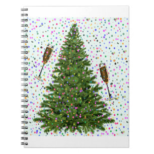 champagne christmas tree notebook