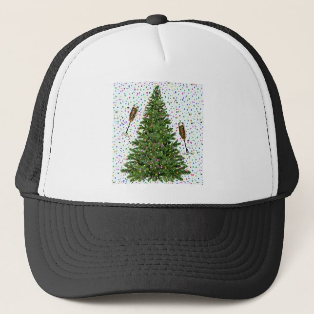 champagne christmas tree trucker hat (Front)
