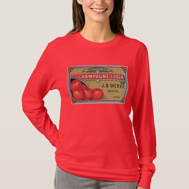 Champagne Cider Vintage Apple Art T-Shirt (Front)