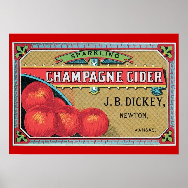 Champagne Cider Vintage Art Print (Front)