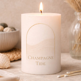 Champagne Coastal Arc Pillar Candle
