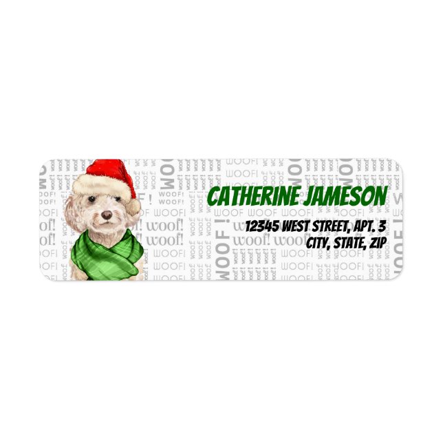 Champagne Cockapoo Dog Christmas Address Label (Front)