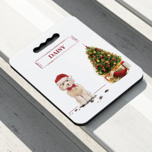 Champagne Cockapoo Funny Christmas Dog with Tree Seat Cushion