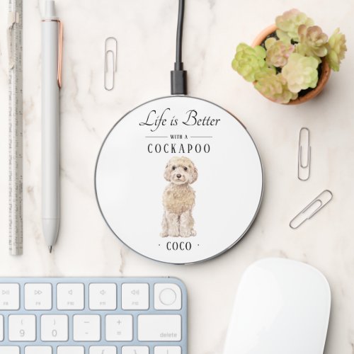 Champagne Cockapoo Wireless Charger