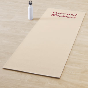 Champagne color, burgundy text, eco, non-toxic yoga mat