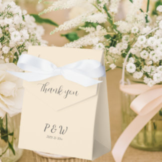 Champagne Color Personalized Monogram Wedding Favor Boxes