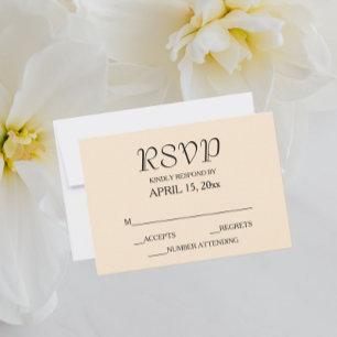 Champagne Color Simple Style Wedding RSVP Card