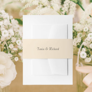 Champagne Color Simple Stylized Name Wedding Invitation Belly Band