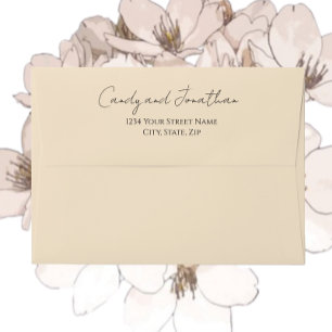 Champagne Color Stylized Script Wedding Envelope