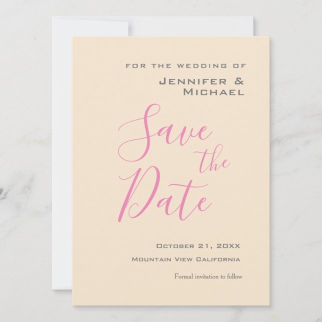 Champagne Color Wedding Professional Minimalist Save The Date (Front)