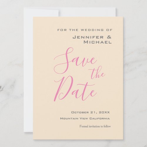 Champagne Color Wedding Professional Minimalist Save The Date