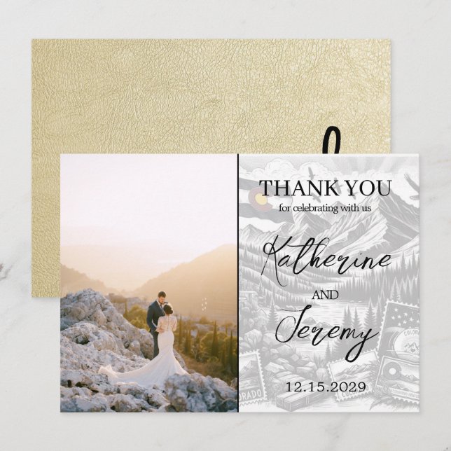 Champagne Colorado Passport Thank You Card (Front/Back)