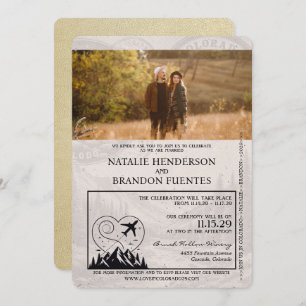 Champagne Colorado Passport Wedding Invitation