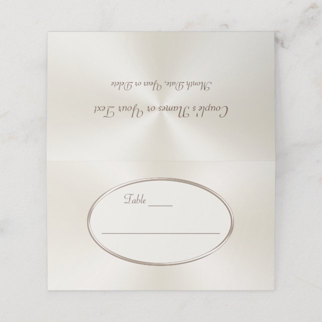Champagne Colored Personalized Wedding Place Cards (Outside Unfolded)