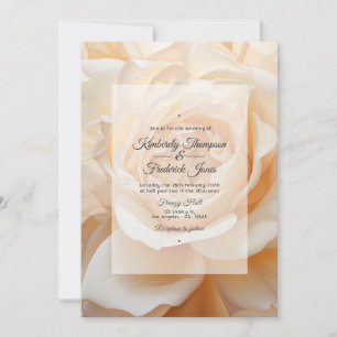 Champagne colored Rose Wedding Invitation