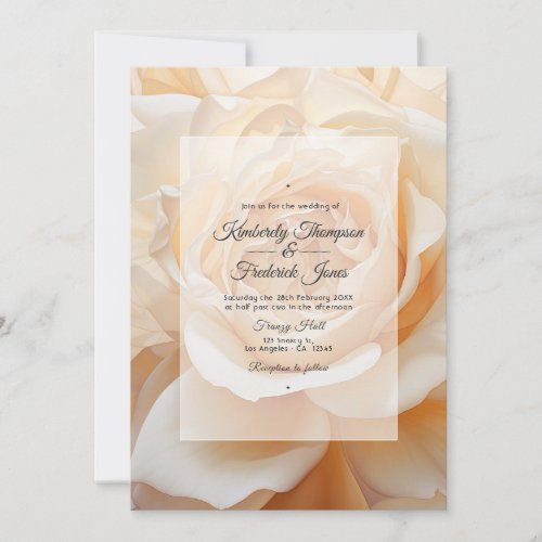 Champagne colored Rose Wedding Invitation