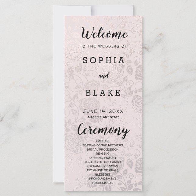 Champagne Colored Roses Wedding Program (Front)