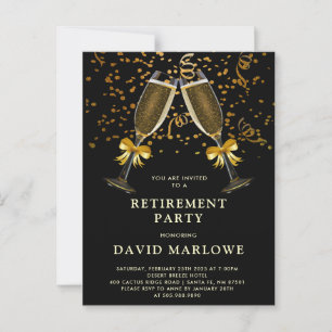 Champagne Confetti Black GoldGlitter Postcard