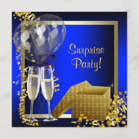 Champagne Confetti Blue and Gold Surprise Party
