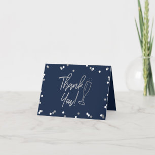 Champagne Confetti Wedding Letterpress Thank You Card