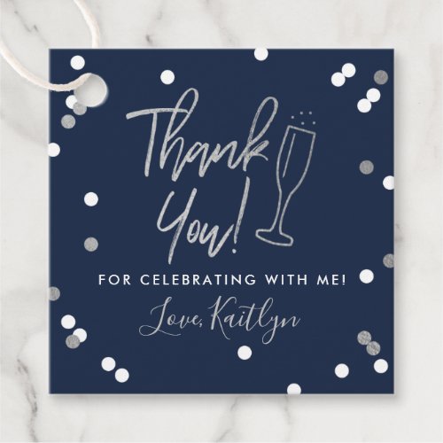 Champagne Confetti Wedding Thank You Favor Tags