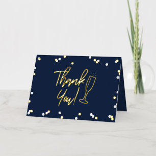 Champagne Confetti Wedding Thank You Real Foil Greeting Card