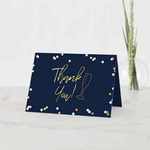 Champagne Confetti Wedding Thank You Real Foil Greeting Card