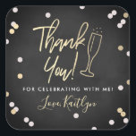 Champagne Confetti Wedding Thank You Square Sticker<br><div class="desc">Celebrate in style with these modern and very trendy wedding,  bridal shower or birthday thank you stickers. This design is easy to personalize with your special event wording and your guests will be thrilled when they receive these fabulous stickers.</div>