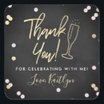 Champagne Confetti Wedding Thank You Square Sticker<br><div class="desc">Celebrate in style with these modern and very trendy wedding,  bridal shower or birthday thank you stickers. This design is easy to personalize with your special event wording and your guests will be thrilled when they receive these fabulous stickers.</div>