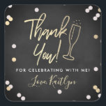 Champagne Confetti Wedding Thank You Square Sticker<br><div class="desc">Celebrate in style with these modern and very trendy wedding,  bridal shower or birthday thank you stickers. This design is easy to personalize with your special event wording and your guests will be thrilled when they receive these fabulous stickers.</div>