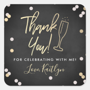 Champagne Confetti Wedding Thank You Square Sticker
