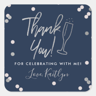 Champagne Confetti Wedding Thank You Square Sticker