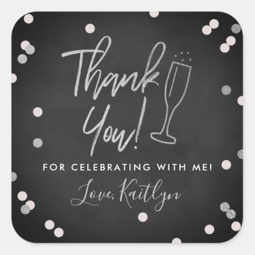 Champagne Confetti Wedding Thank You Square Sticker