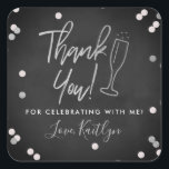 Champagne Confetti Wedding Thank You Square Sticker<br><div class="desc">Celebrate in style with these modern and very trendy wedding,  bridal shower or birthday thank you stickers. This design is easy to personalize with your special event wording and your guests will be thrilled when they receive these fabulous stickers.</div>
