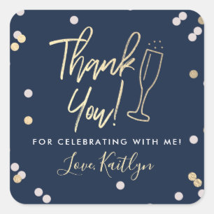 Champagne Confetti Wedding Thank You Square Sticker