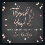 Champagne Confetti Wedding Thank You Square Sticker<br><div class="desc">Celebrate in style with these modern and very trendy wedding,  bridal shower or birthday thank you stickers. This design is easy to personalize with your special event wording and your guests will be thrilled when they receive these fabulous stickers.</div>