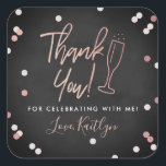 Champagne Confetti Wedding Thank You Square Sticker<br><div class="desc">Celebrate in style with these modern and very trendy wedding,  bridal shower or birthday thank you stickers. This design is easy to personalize with your special event wording and your guests will be thrilled when they receive these fabulous stickers.</div>