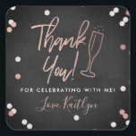 Champagne Confetti Wedding Thank You Square Sticker<br><div class="desc">Celebrate in style with these modern and very trendy wedding,  bridal shower or birthday thank you stickers. This design is easy to personalize with your special event wording and your guests will be thrilled when they receive these fabulous stickers.</div>
