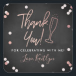 Champagne Confetti Wedding Thank You Square Sticker<br><div class="desc">Celebrate in style with these modern and very trendy wedding,  bridal shower or birthday thank you stickers. This design is easy to personalize with your special event wording and your guests will be thrilled when they receive these fabulous stickers.</div>