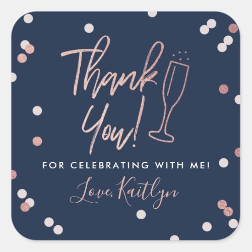 Champagne Confetti Wedding Thank You Square Sticker